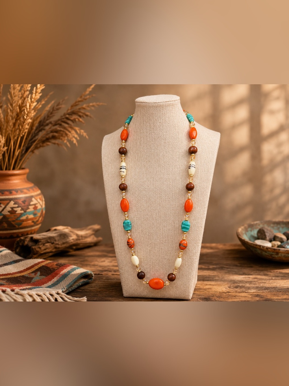 Desert Ember Crystal and Pottery 28” on cord
